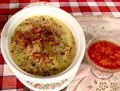 尼泊爾純素傳統菜餚：蔬菜湯、大豆咖哩、玉米粥（尼泊爾語）