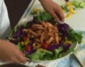 Vegan Kalamari Served atop a Rainbow Salad