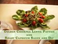 Golden Chickpea Lentil Patties with Roast  Capsicum Sauce and Dip (In English)