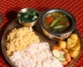 Vegan Traditional  Nepalese Cuisines: Gundruk and   Soybean Curry with Dhedo (In Nepali)